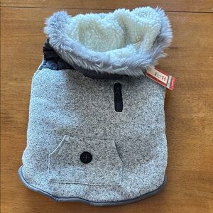 Gray Fleece Dog Hoodie with Pocket